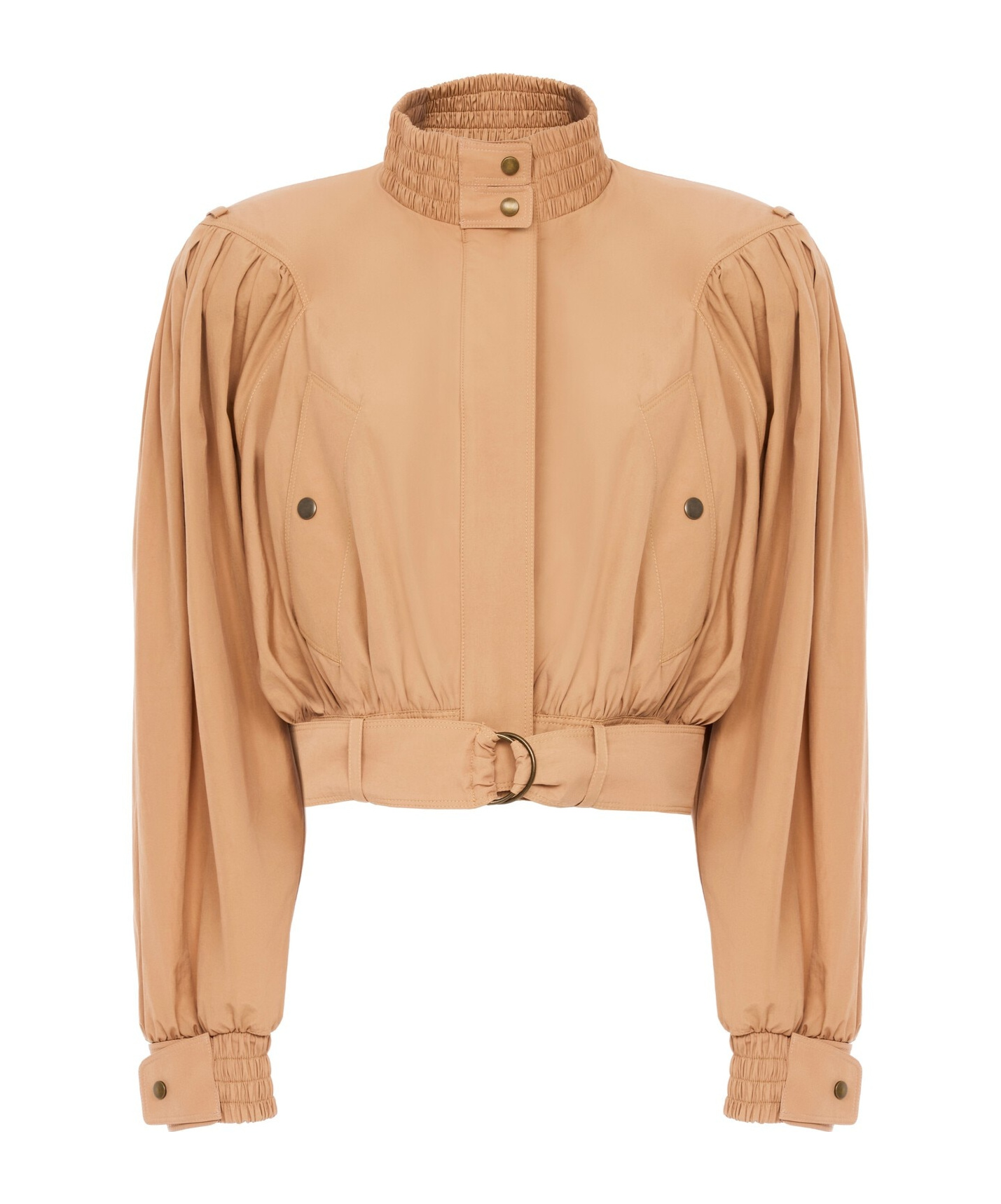 GATHERED CROPPED JACKET IN COTTON POPLIN