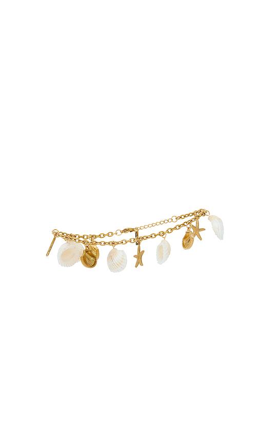 Casa Clara Eva Beach Anklet in Metallic Gold,White