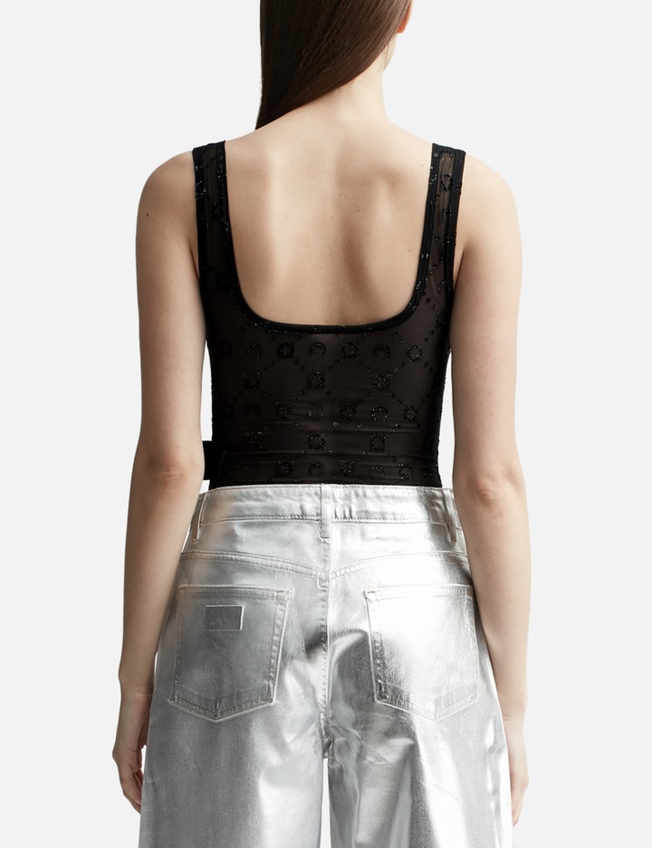 MOONOGRAM MESH FLOCK GLITTER BODYSUIT