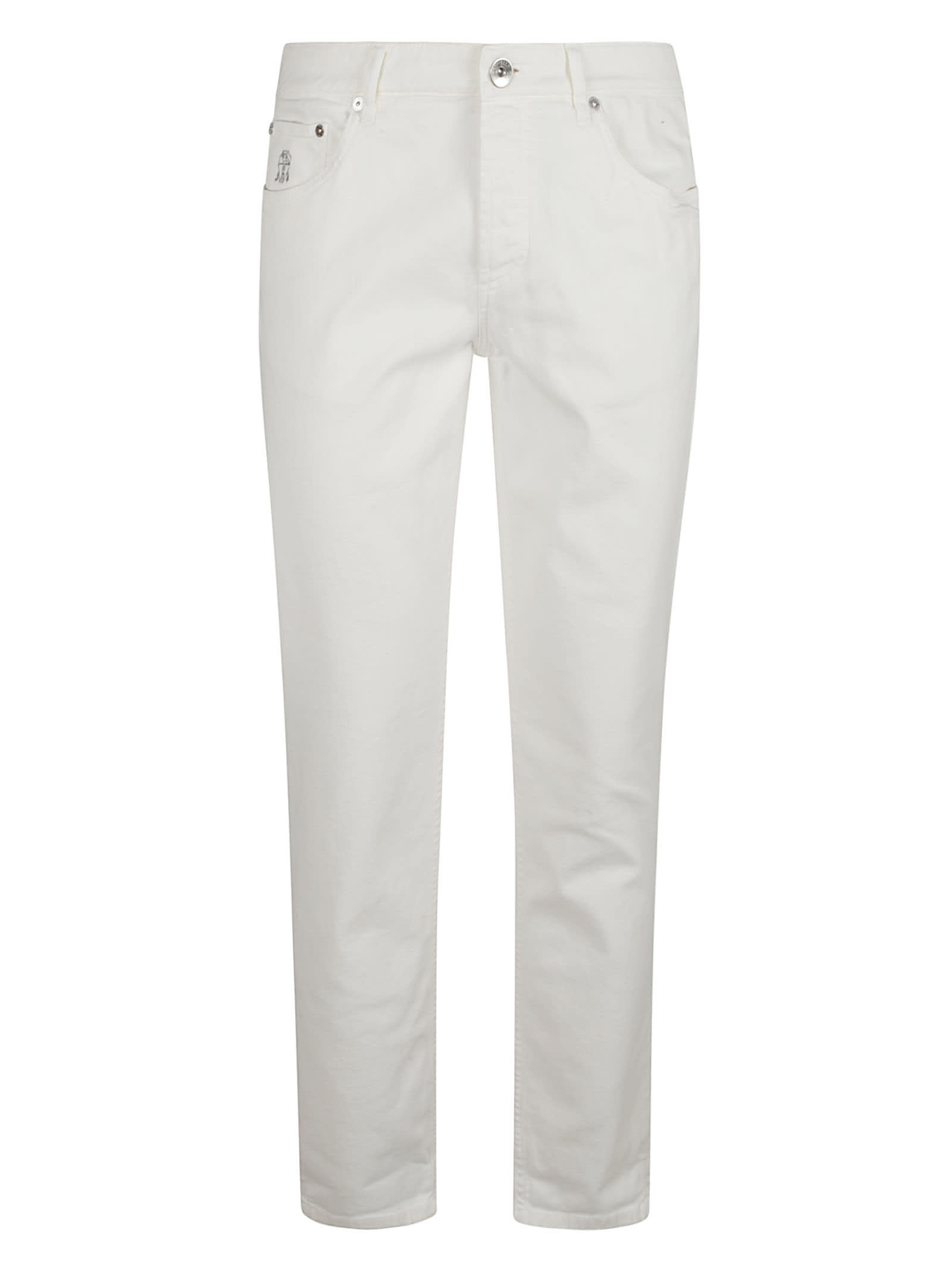 Mid-rise cotton straight jeans - White
