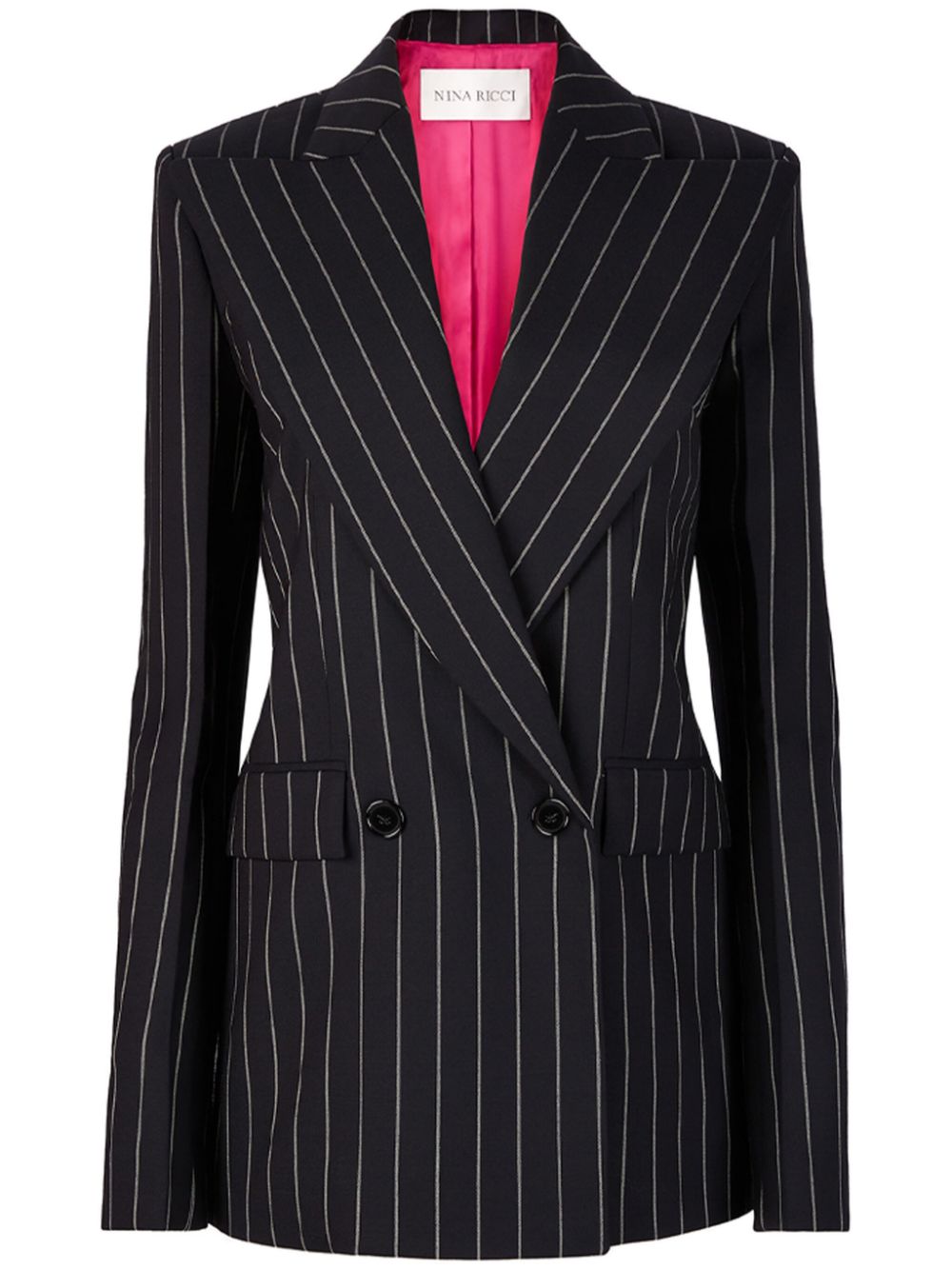 Pinstripe wool blazer - Black
