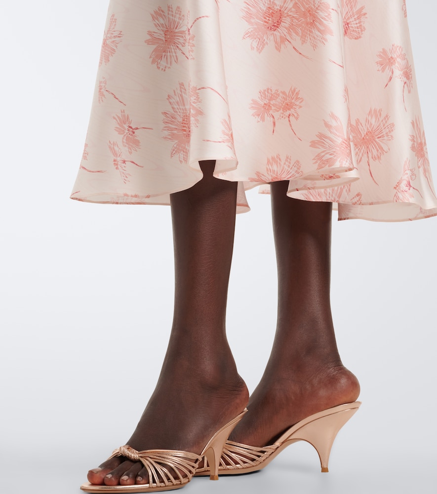 Floral silk twill midi dress