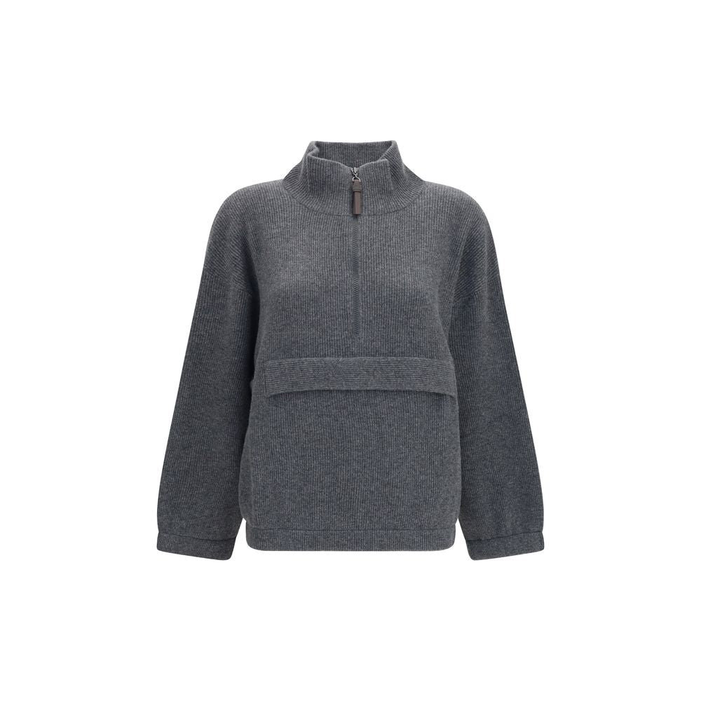 Cashmere Half-Zip Sweatshirt — Gray