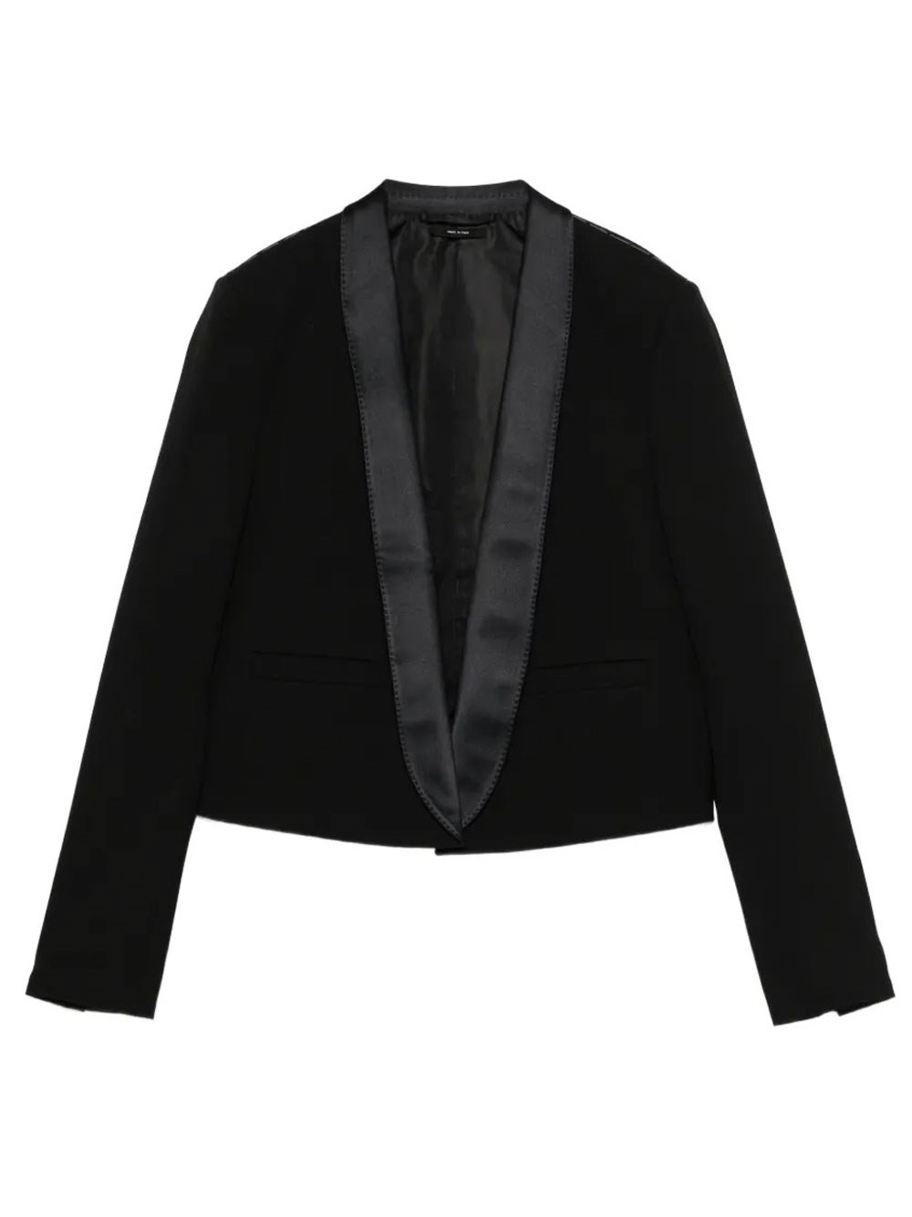 Bi-Color Single Breasted Shawl Lapel Cropped Tuxedo Jacket