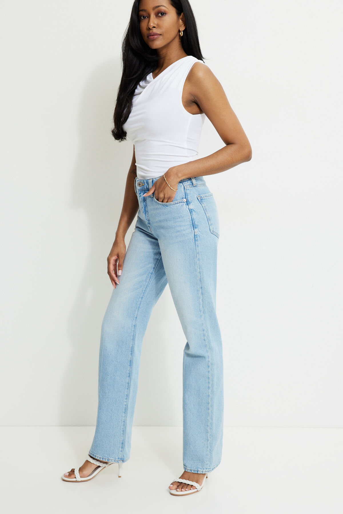 Cara High Rise Straight Leg Jeans