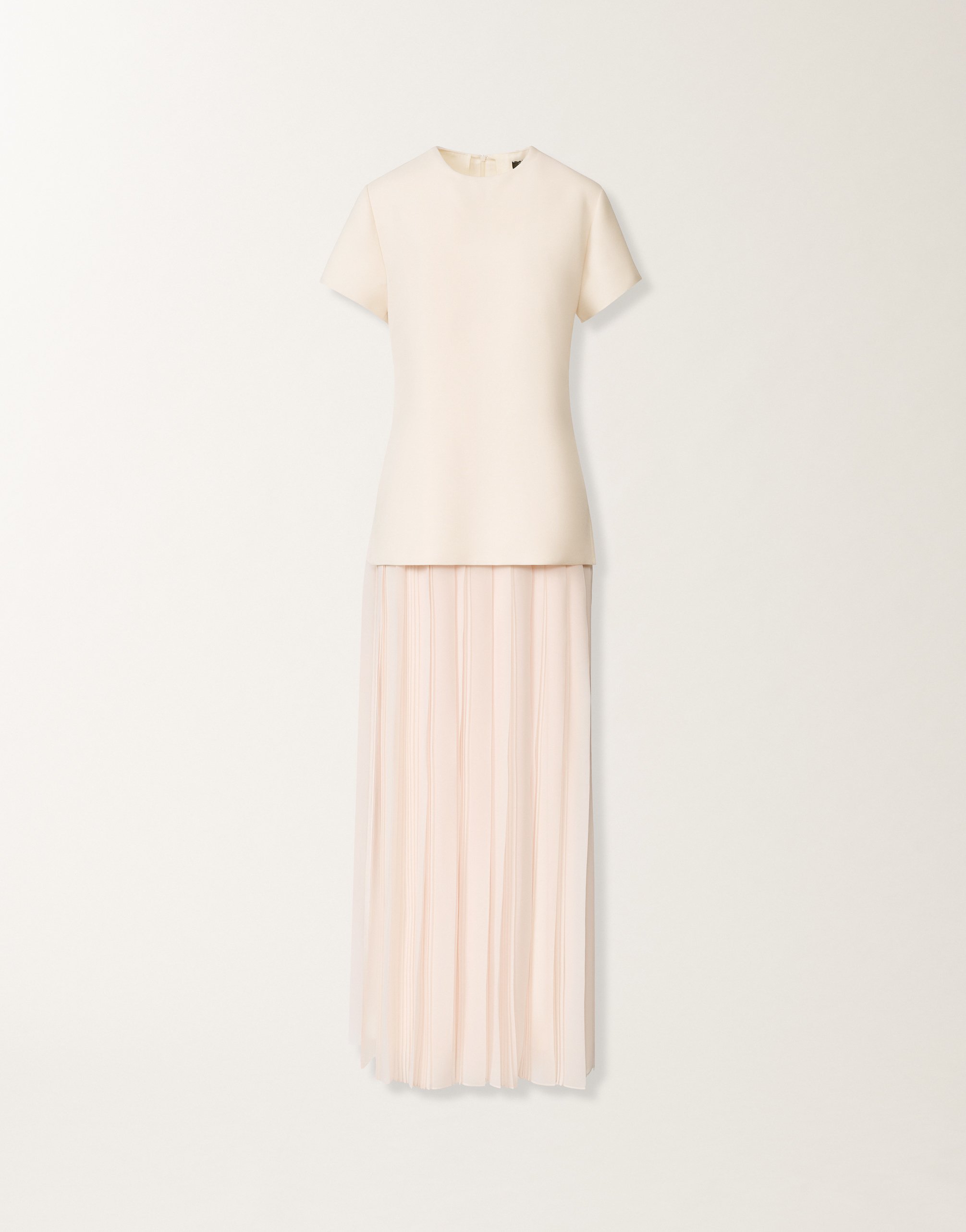 Long dress with georgette skirt, butter