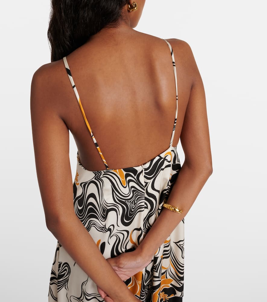 Printed satin maxi dress