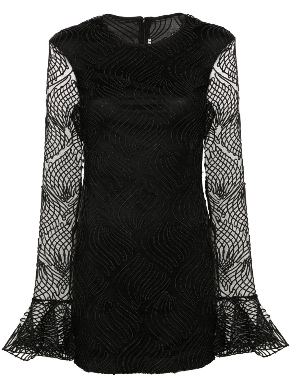 Shiny flounce mini dress - Black