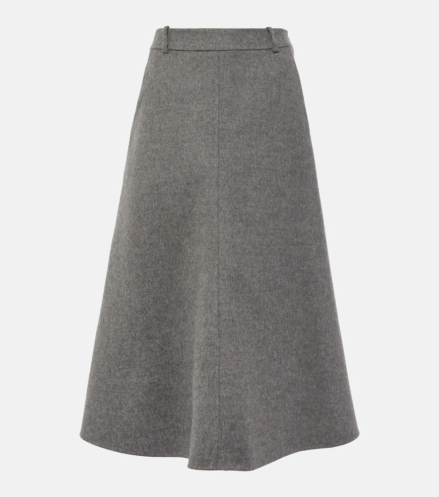Mid-rise wool midi skirt