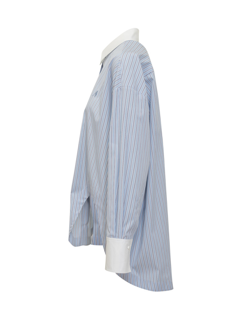 Striped Cotton Shirt Shirts Light Blue