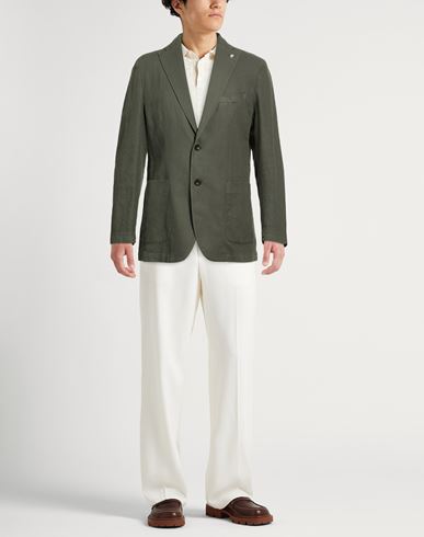 Man Blazer Dark green Size 42 Cotton, Linen, Lyocell, Elastane