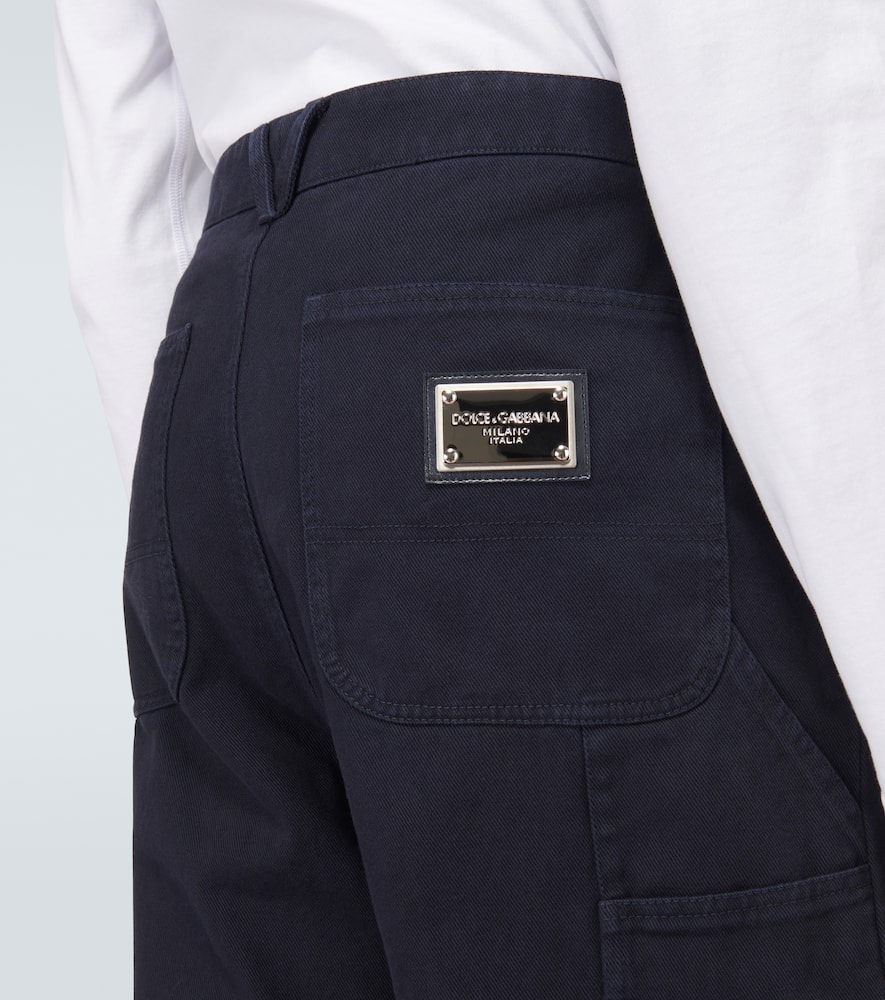 Mid-rise straight cotton pants