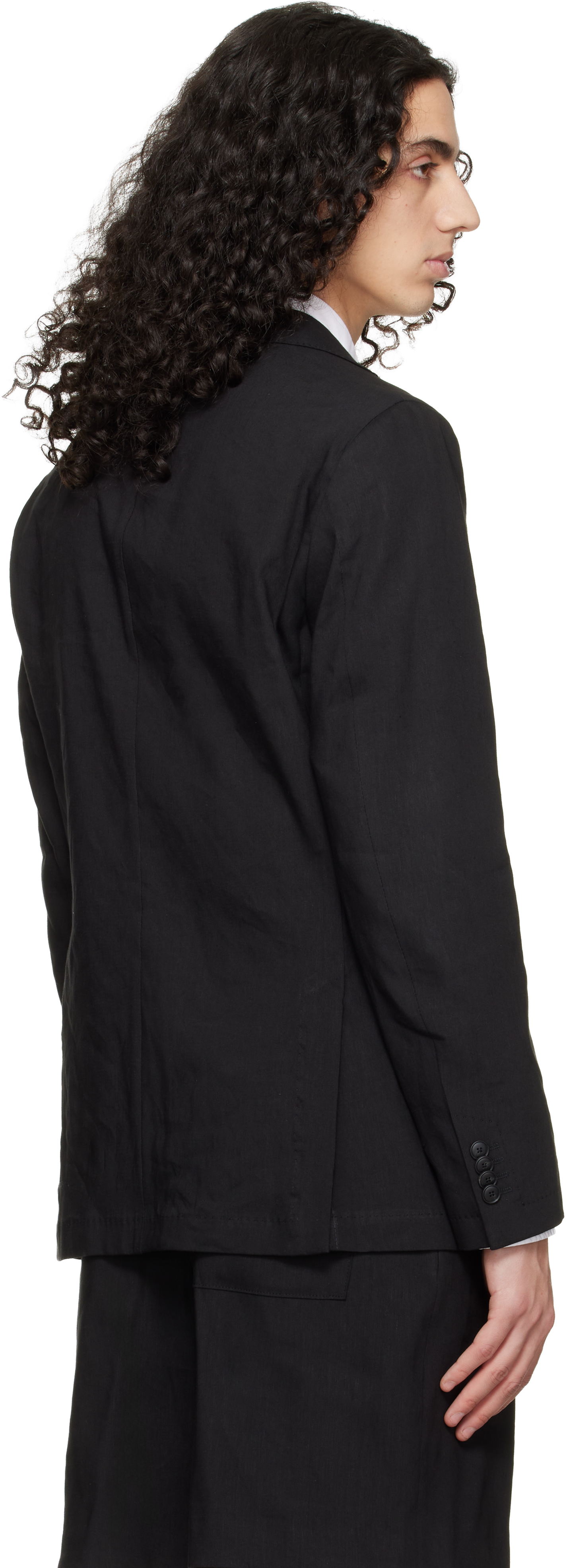 Black Slim-Fit Washable Tech Linen Blazer
