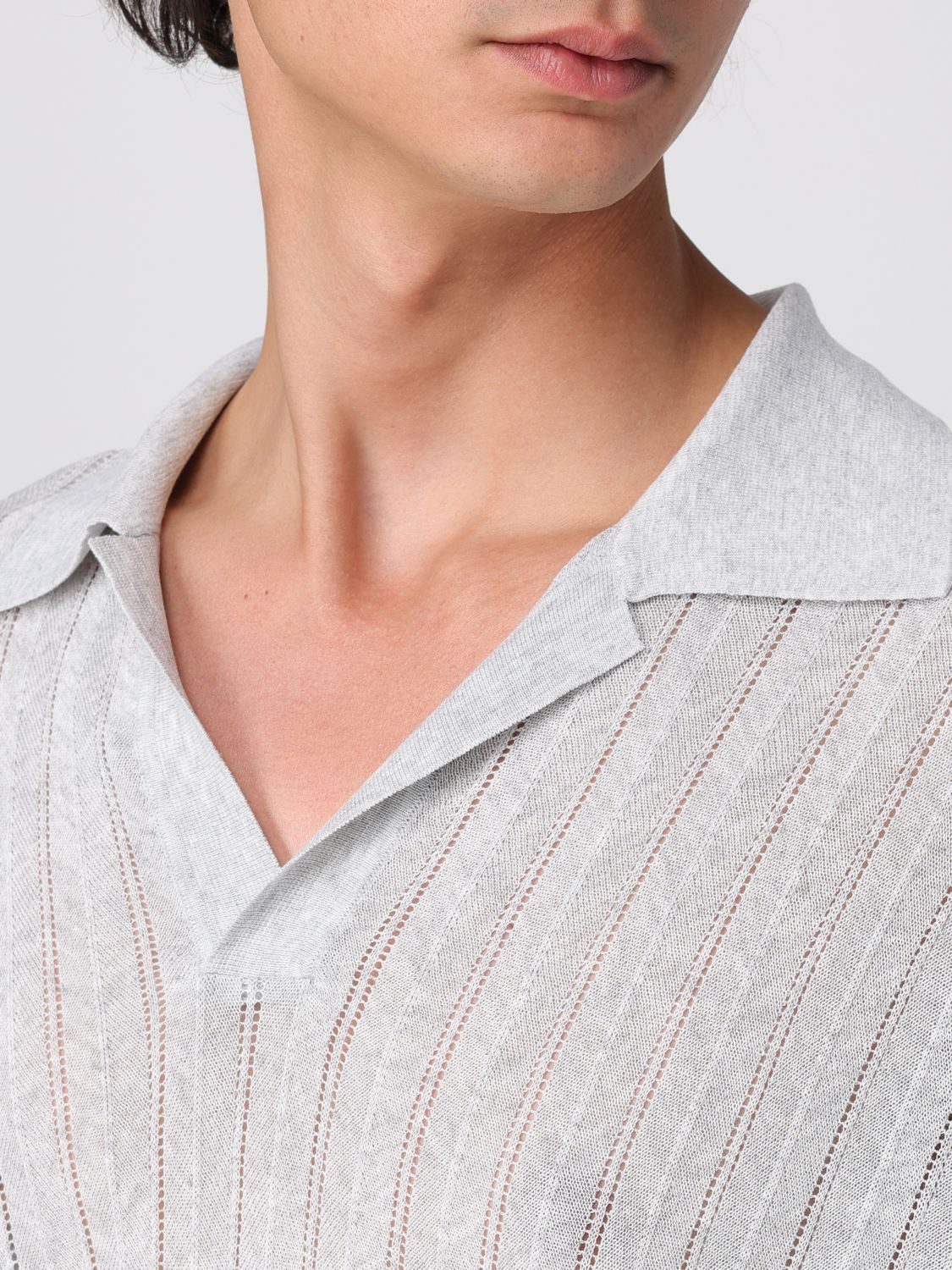 Recto lace ribbed polo shirt - Grey