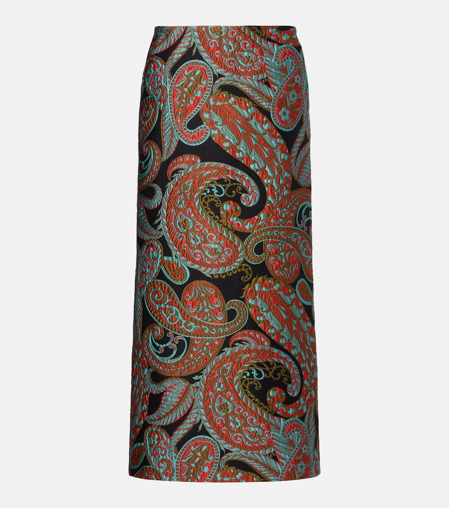 Paisley jacquard midi skirt