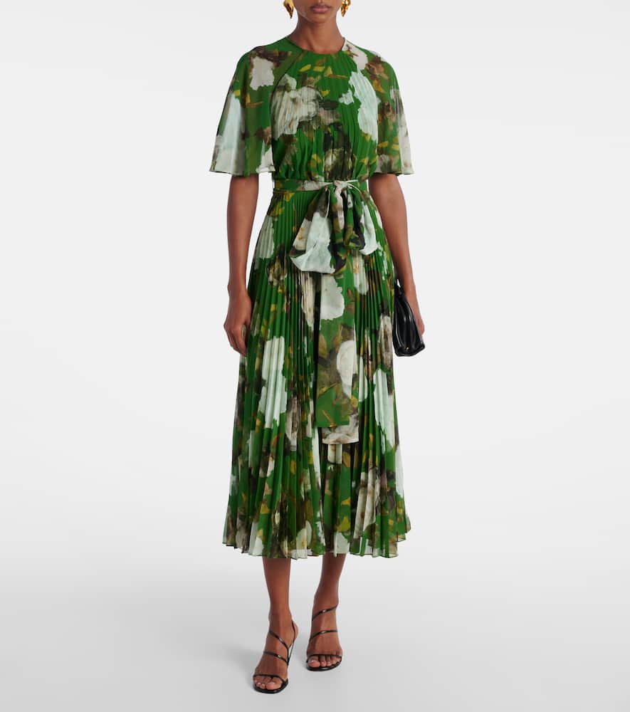Floral pleated midi dress