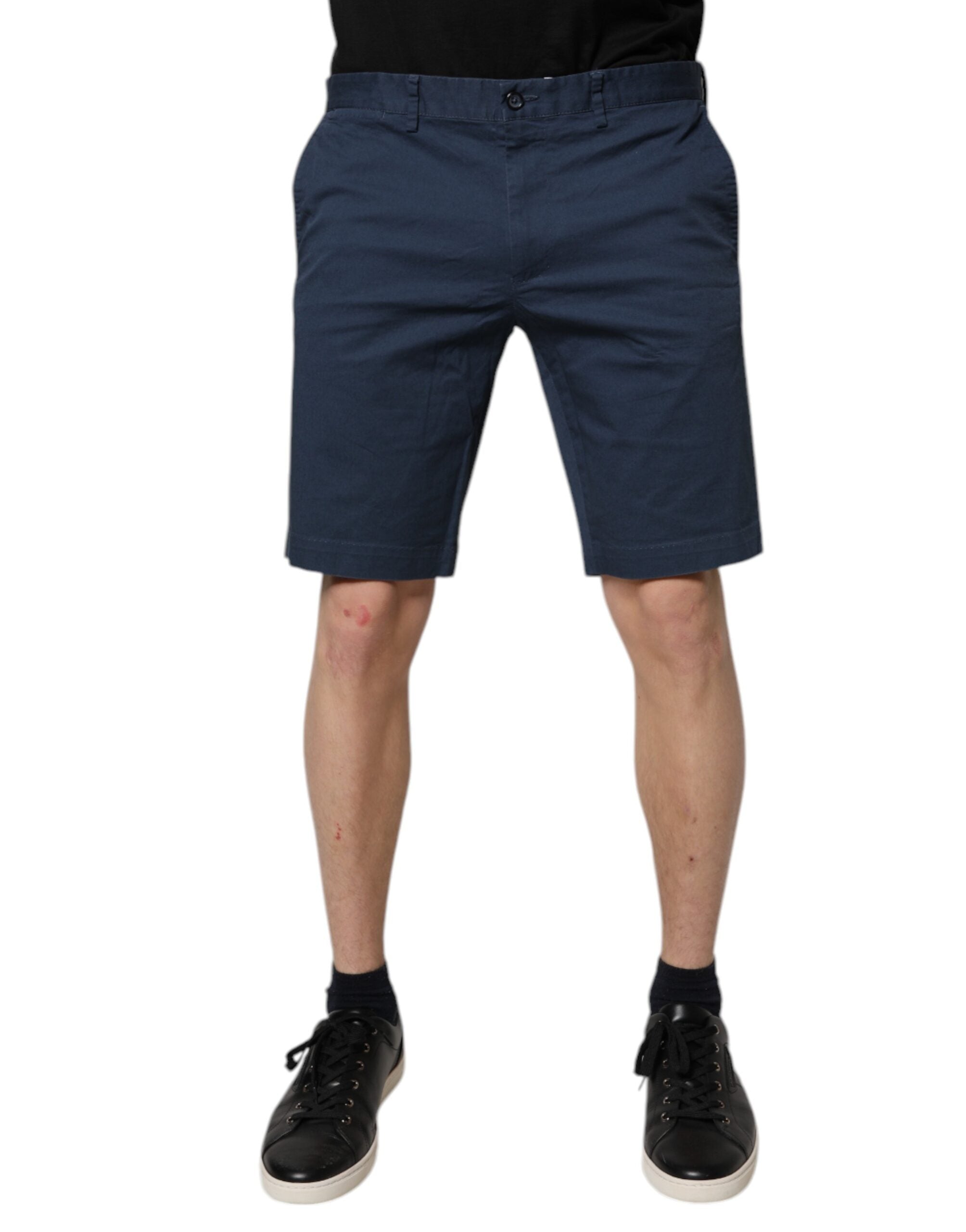 Cotton-Elastane Bermuda Shorts — Navy
