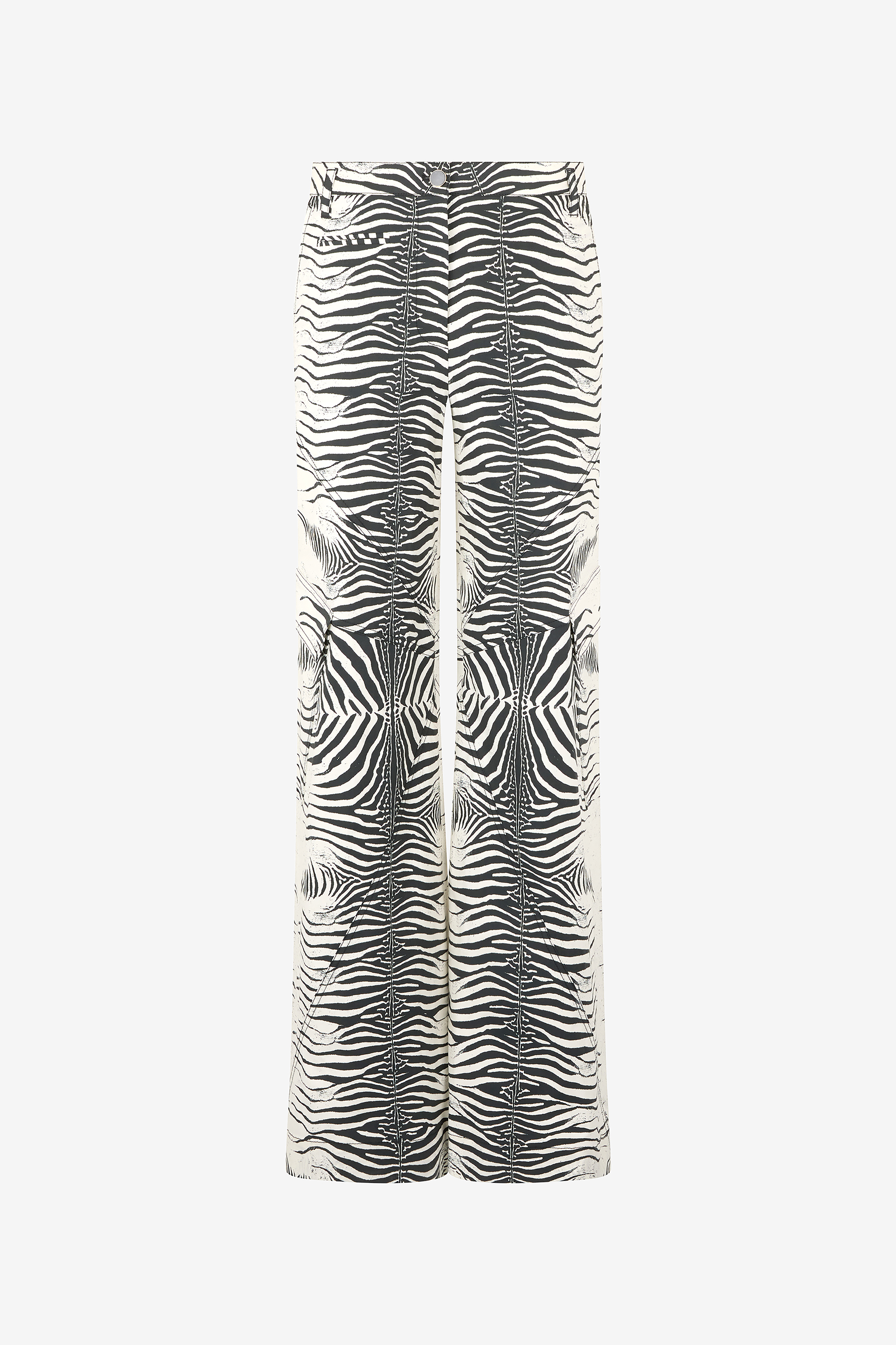 Stretch Cotton Pants With White Tigress Print