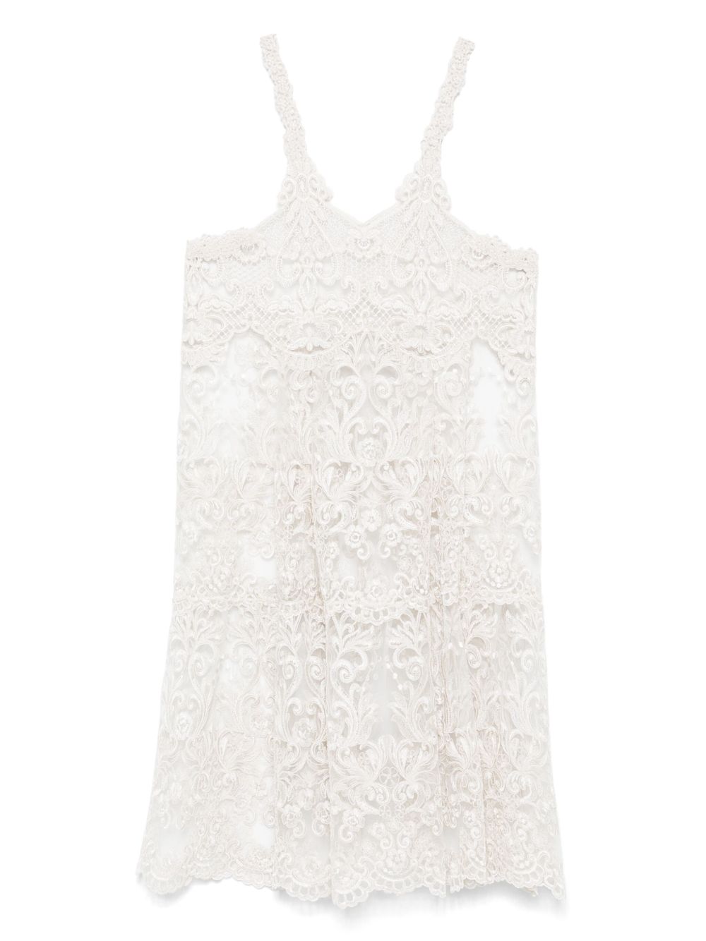 MAURIZIO MYKONOS corded-lace midi dress - Neutrals
