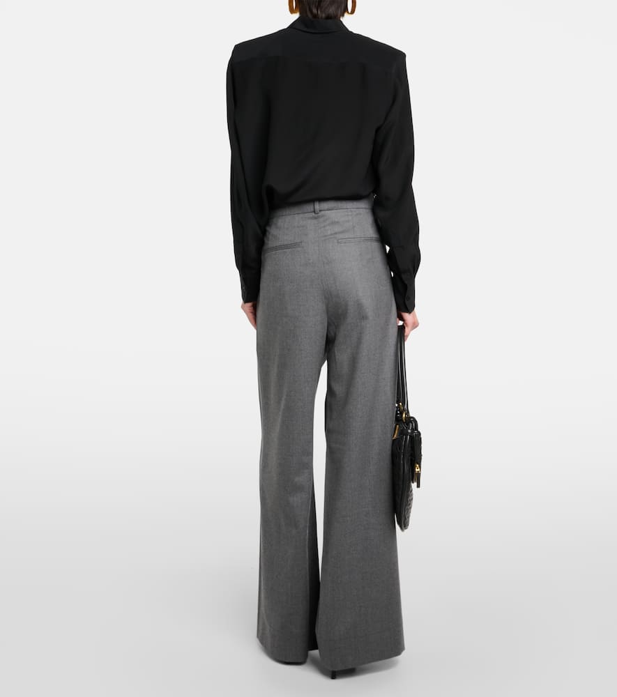 Low-rise wool flannel wide-leg pants
