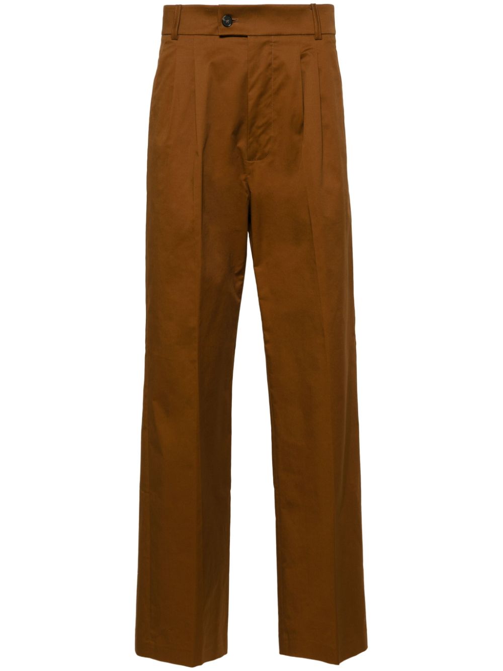 Straight-leg twill trousers - Brown