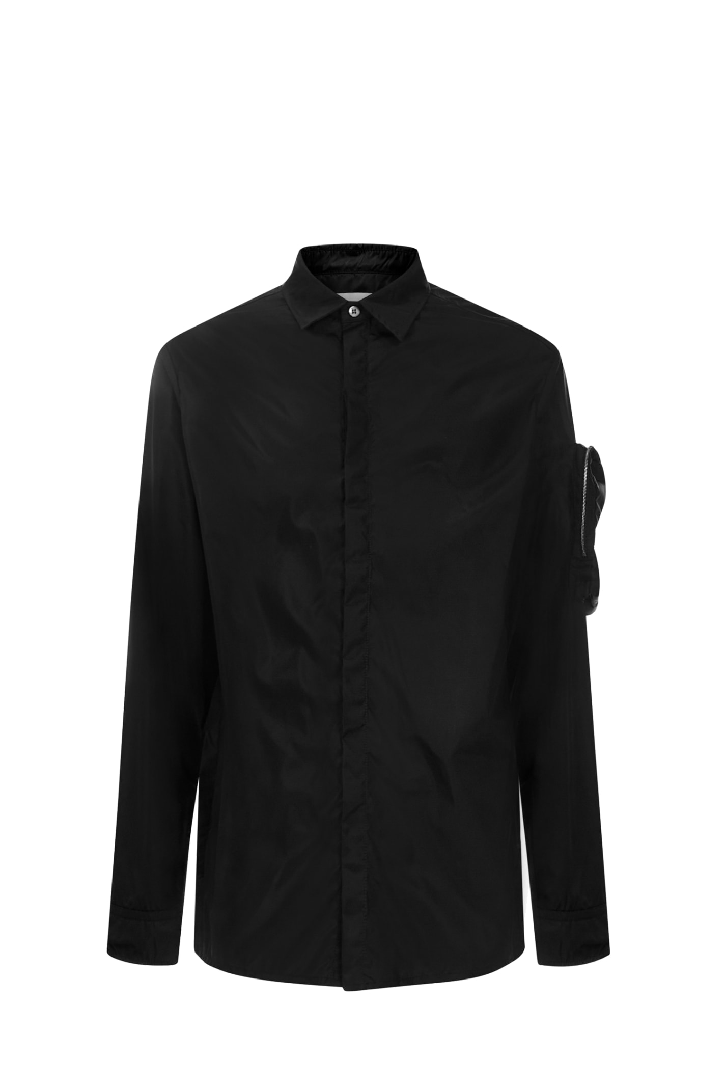 Logo-patch sleeve-pocket shirt - Black