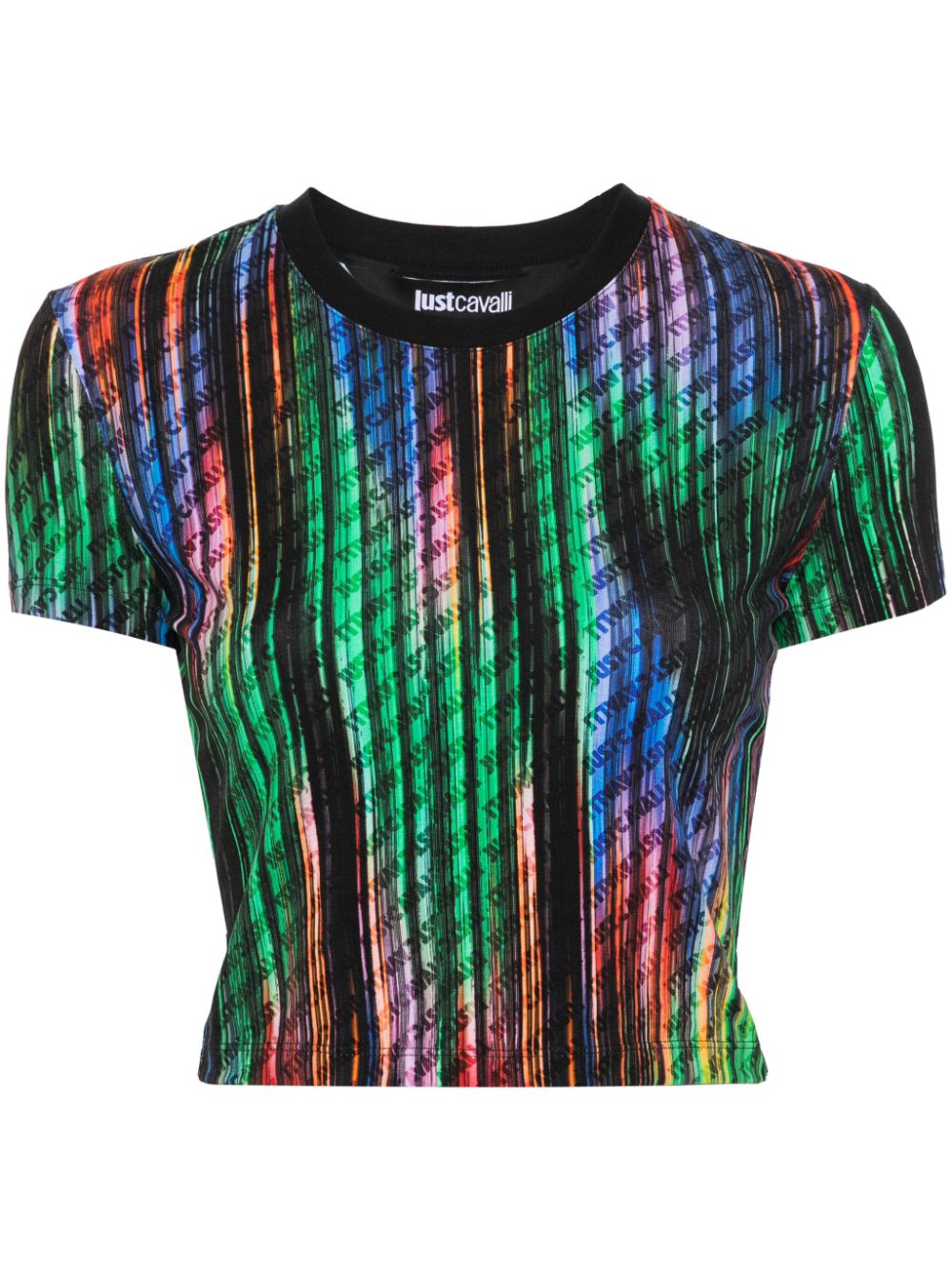 All-over logo-print cropped top - Black