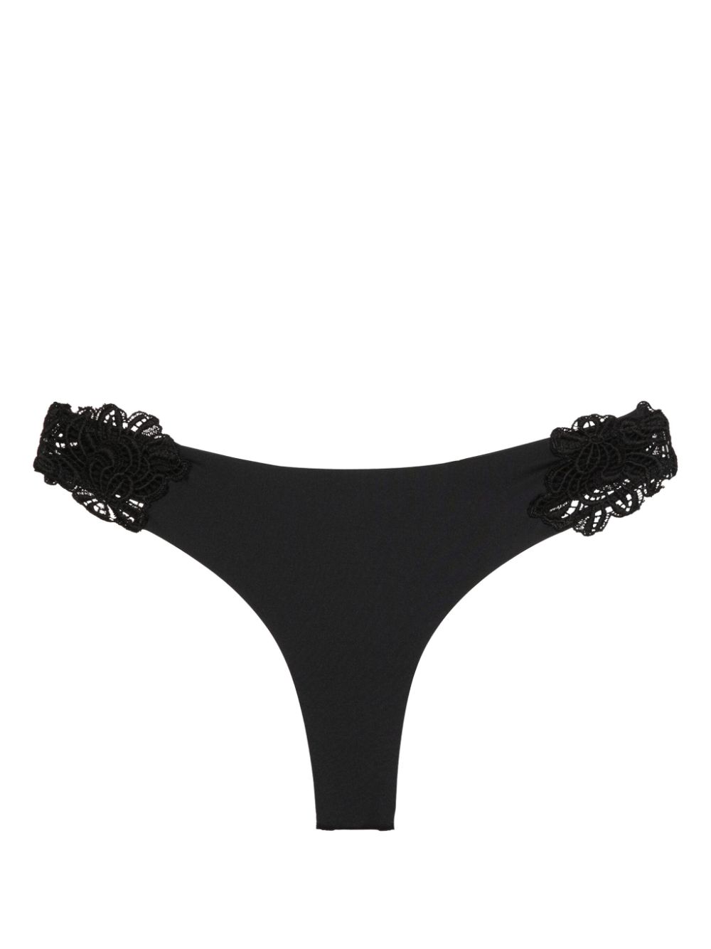 Floral-lace bikini bottoms - Black