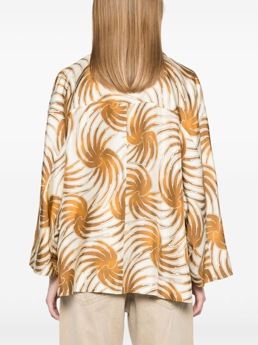 ALBERTO BIANI- Printed Silk Caban Jacket