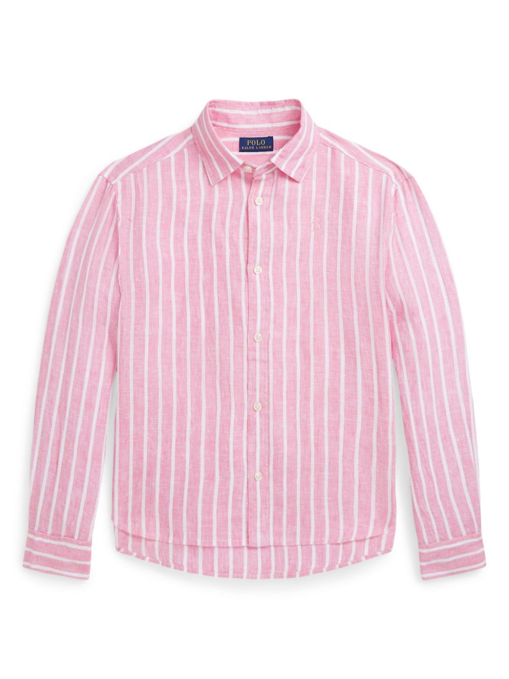 Logo-embroidered striped linen shirt - Pink