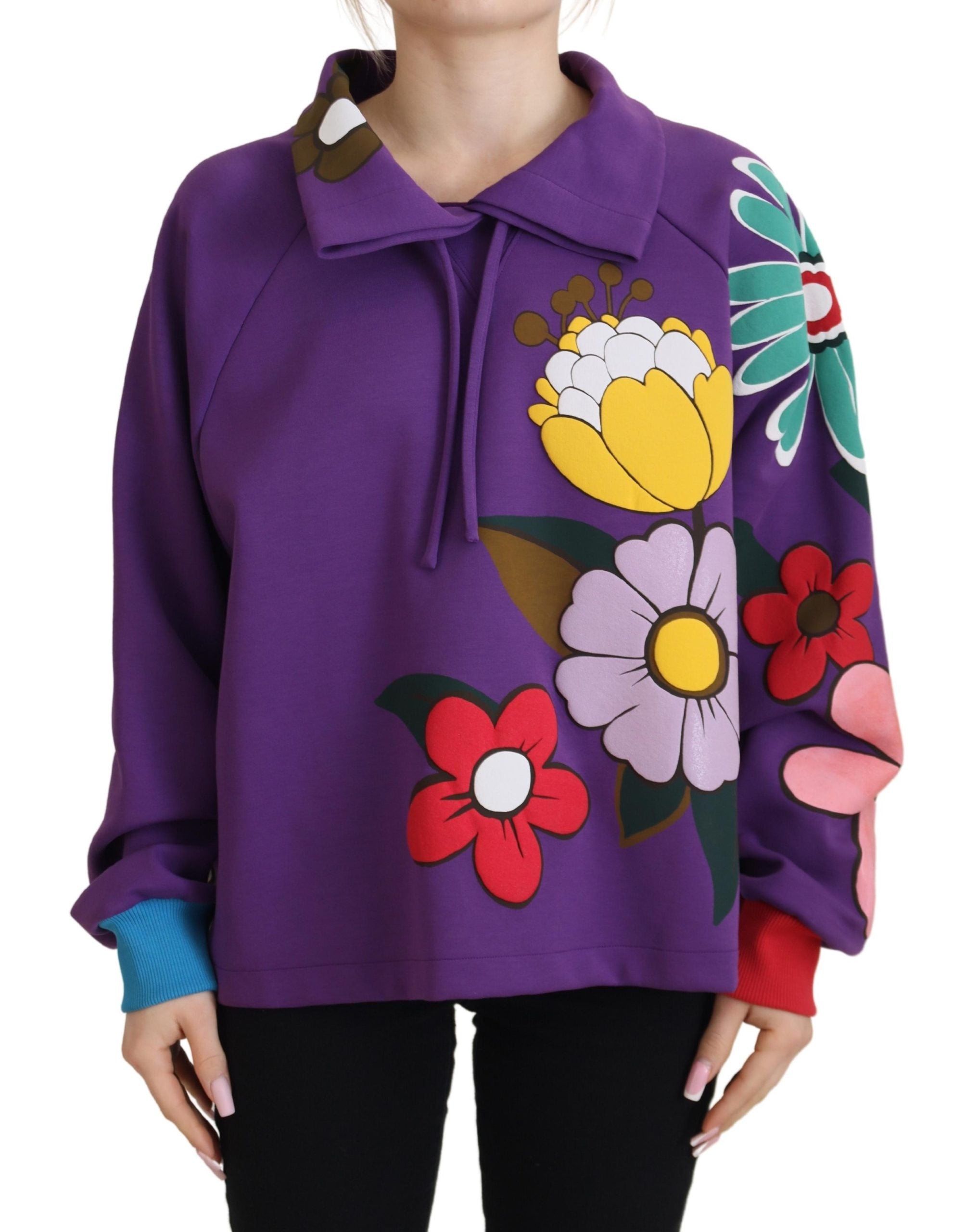 Floral Print Sweatshirt — Purple