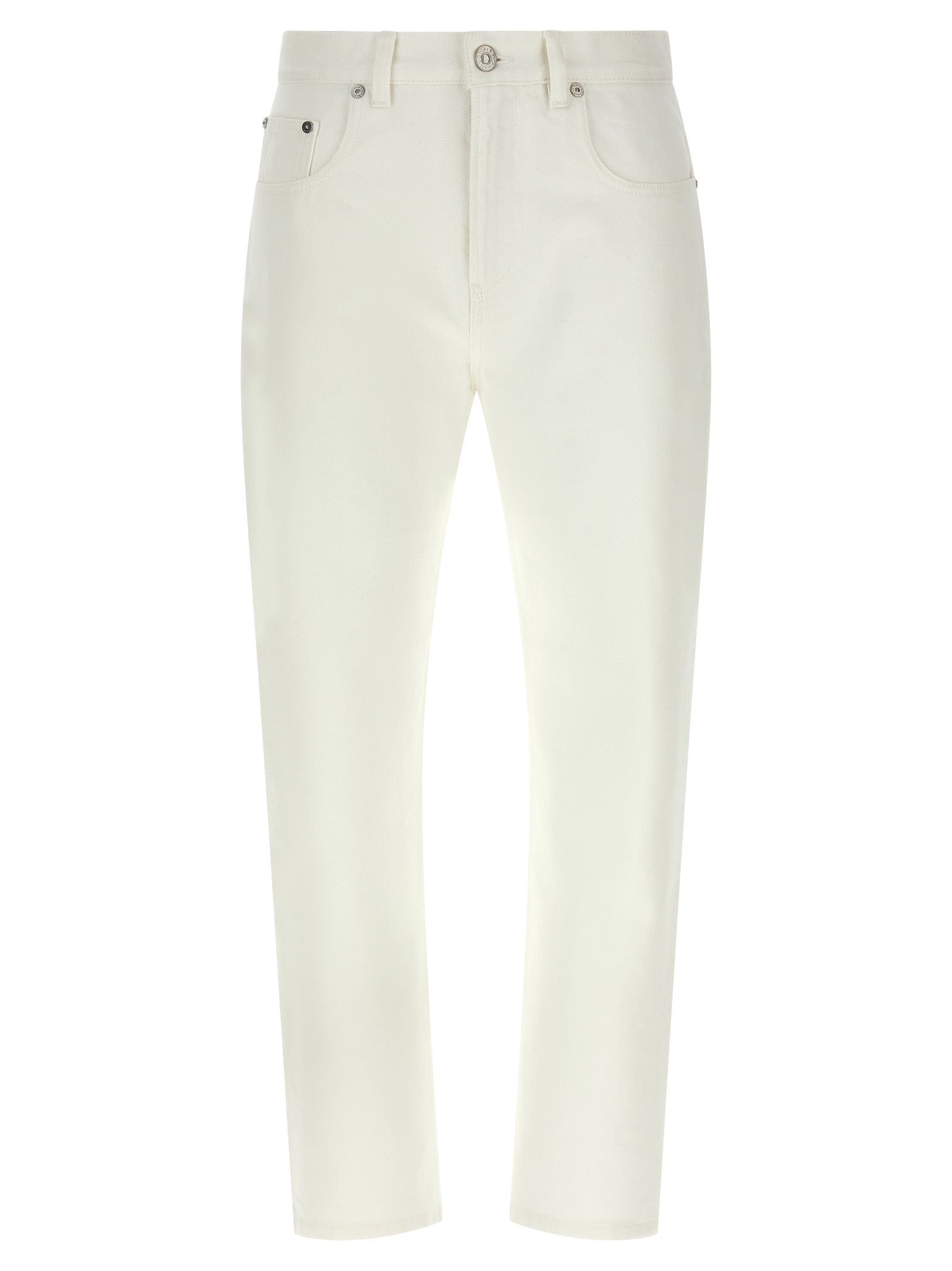 High-Waisted Straight-Leg Cotton Jeans — White