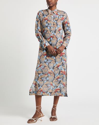 Woman Midi dress Azure Size XS Cotton, Linen