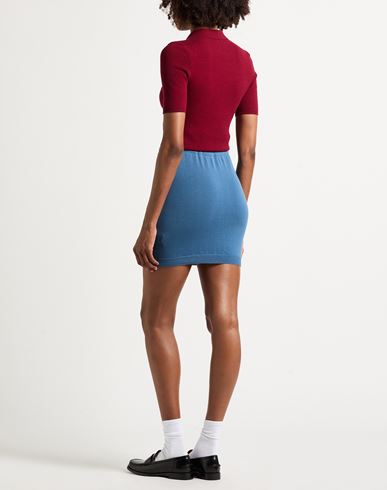 Woman Mini skirt Slate blue Size 1 Cotton