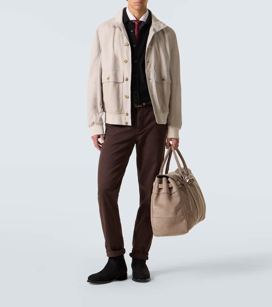 Wool, cashmere, and silk polo sweater
