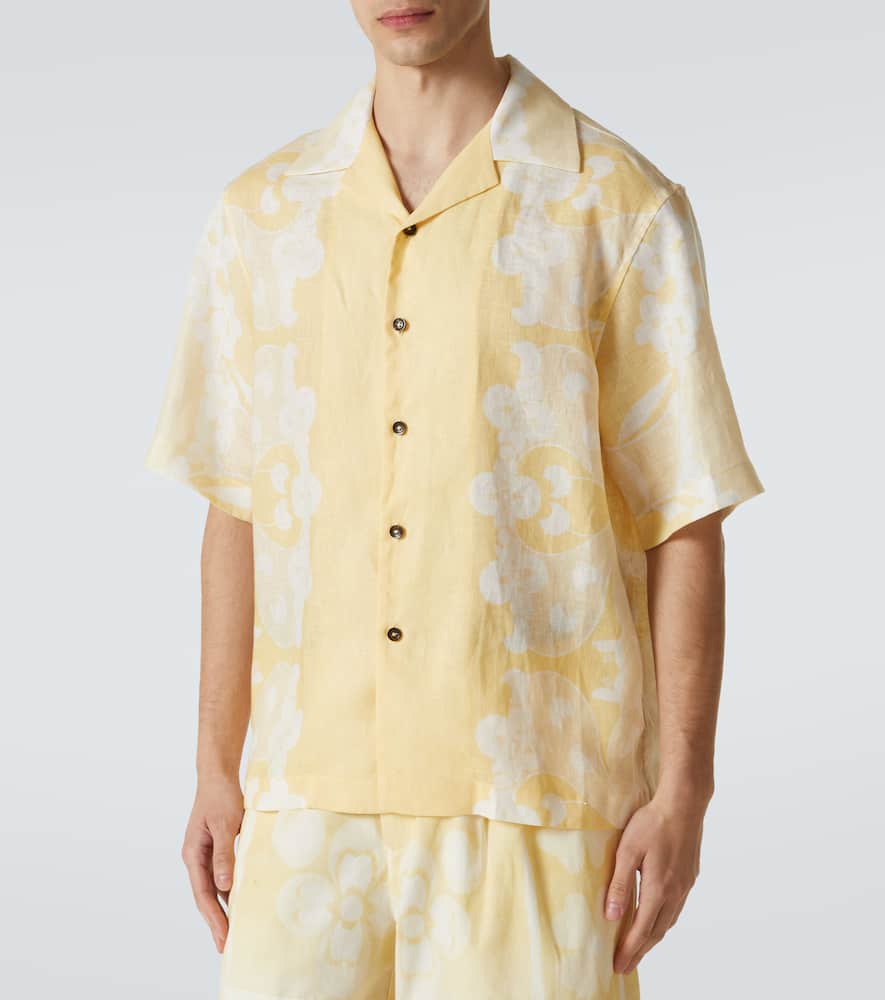 Floral linen bowling shirt