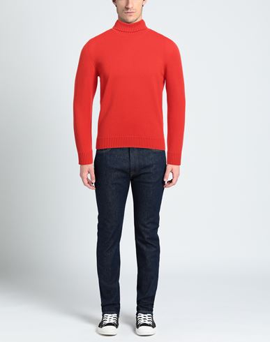 Man Turtleneck Tomato red Size 42 Merino Wool