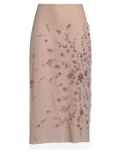 Woman Midi skirt Taupe Size 4 Polyamide