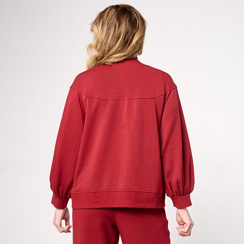 WynneLayers Cloud Knit Mock Neck Jacket - Blue