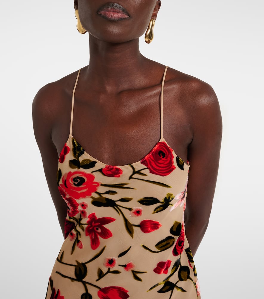 Rodarte Sheer floral velvet devoré slip dress