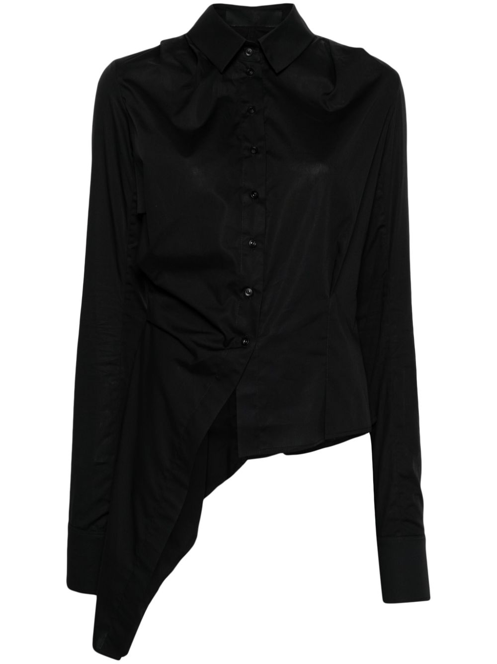 Asymmetric poplin shirt - Black