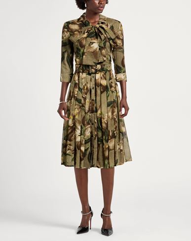 Woman Midi dress Military green Size 10 Wool
