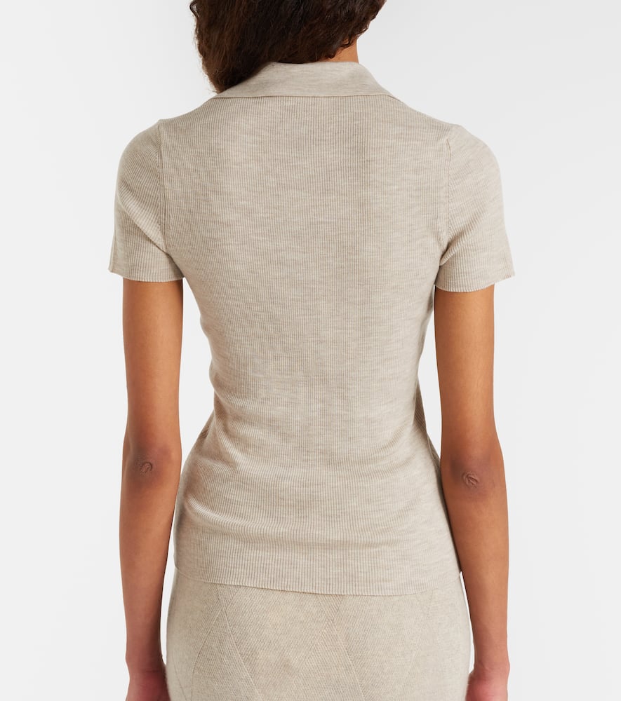 Albero ribbed-knit wool polo shirt