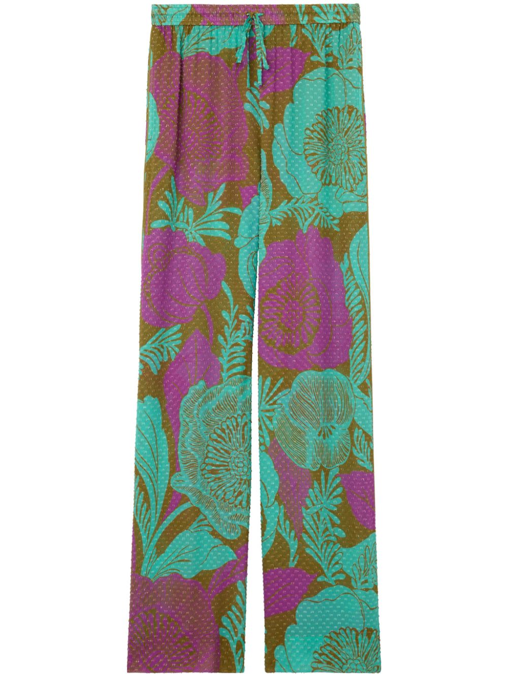 Floral-print wide-leg trousers - Green