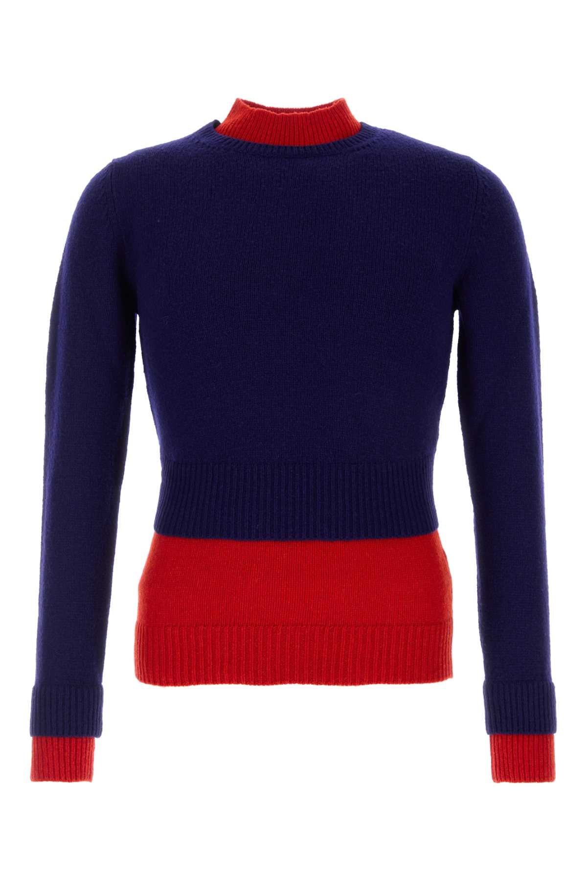 Virgin Wool Colour-Block Sweater — Navy