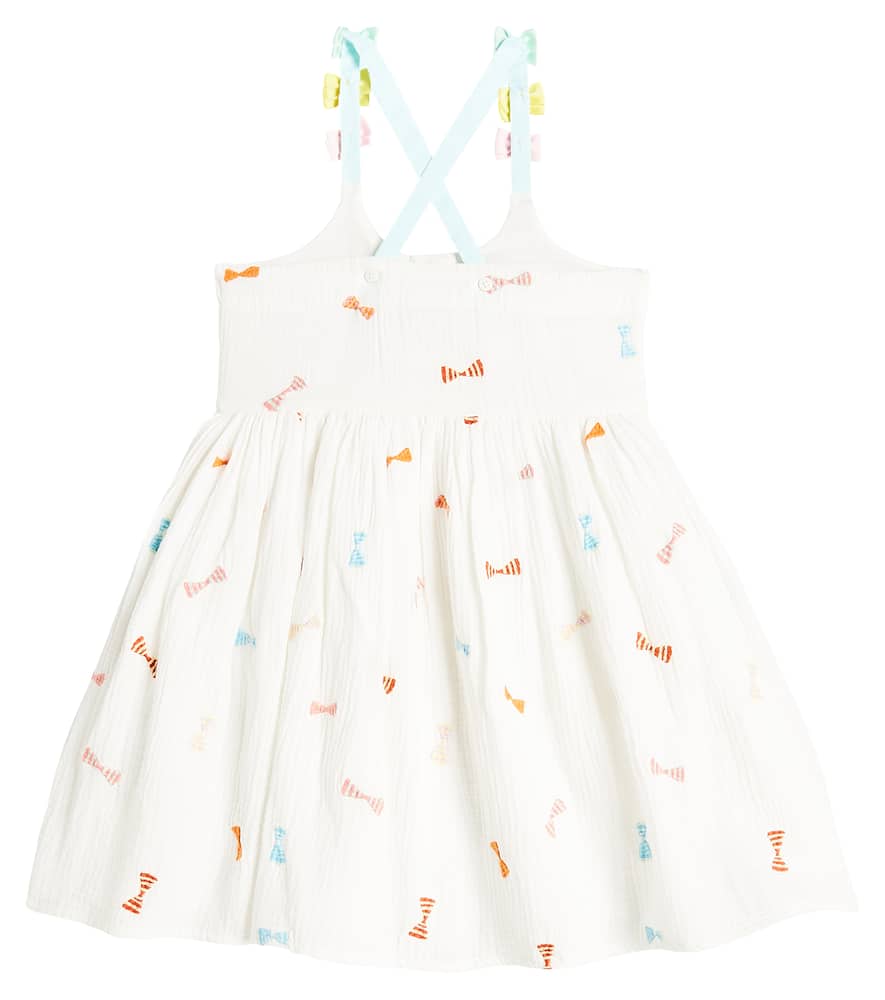 Stella McCartney Kids Embroidered bow-detail cotton dress