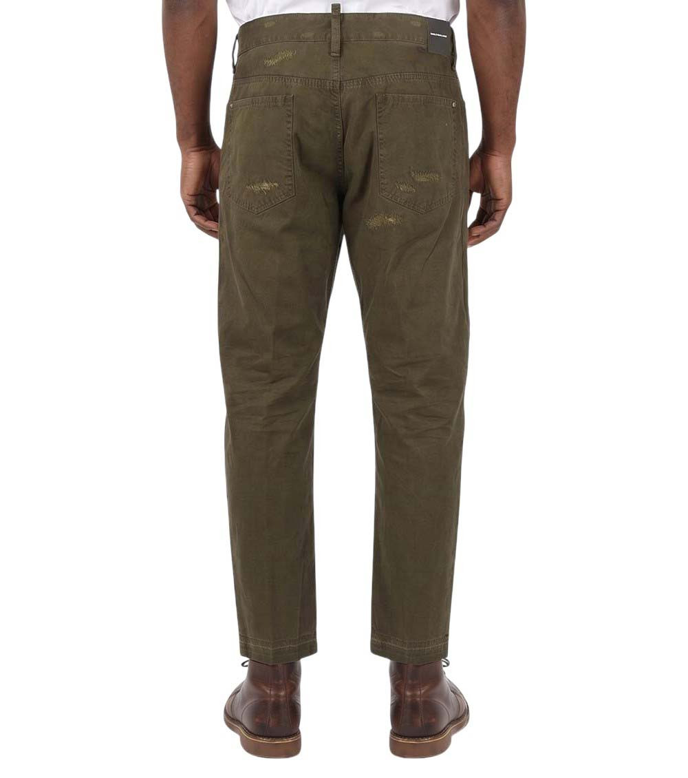 Dark Green Distressed Chinos