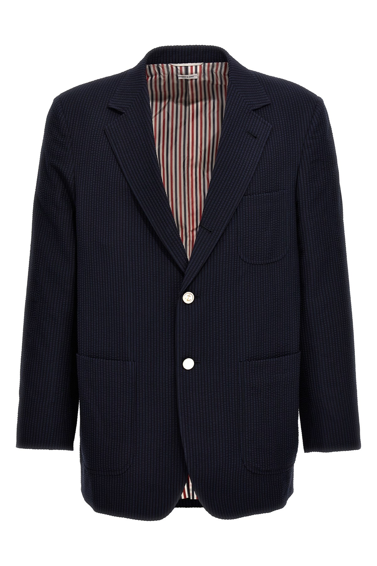 Single-Breasted Seersucker Blazer