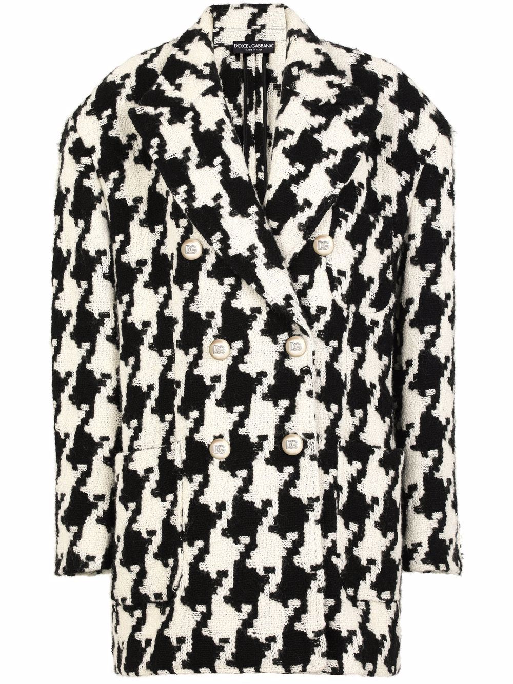 Houndstooth wool-blend coat - Black