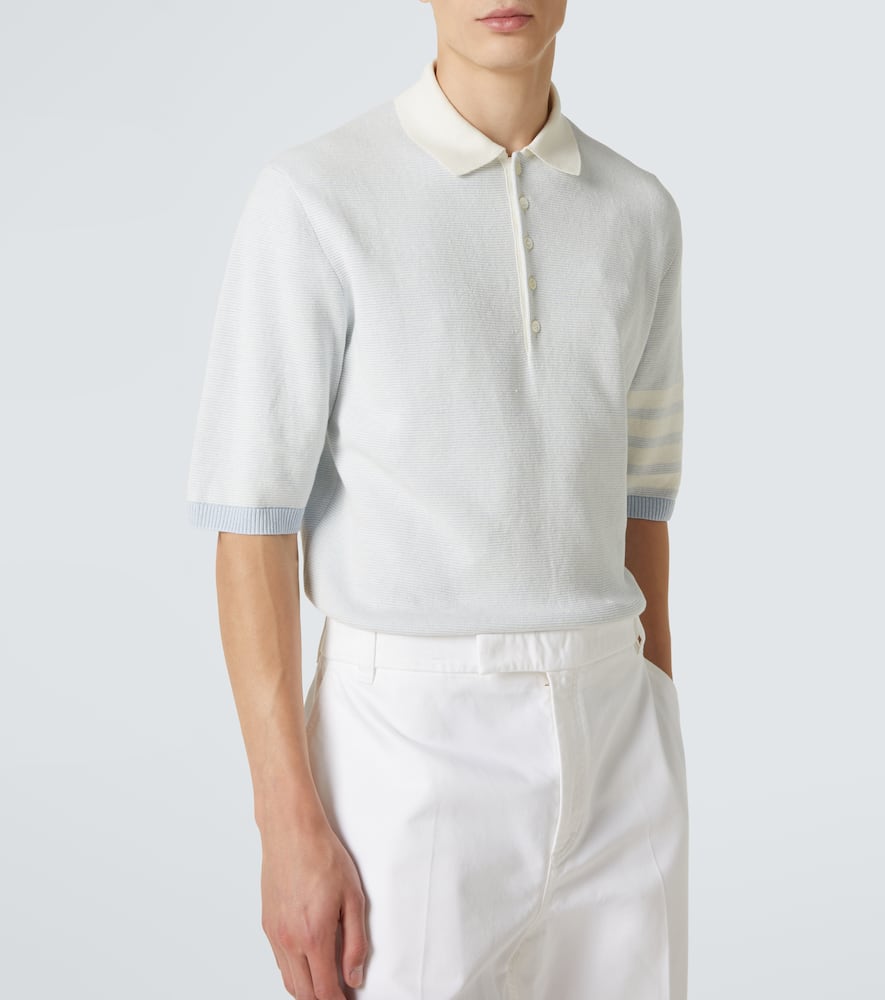 4-Bar linen and cotton polo shirt